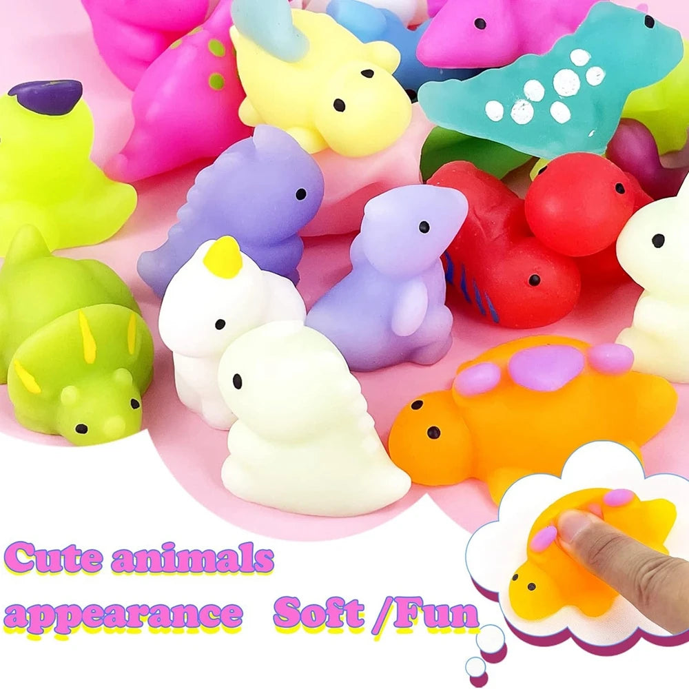 12/36PCS Mochi Squishy Toys Kawaii Party Favors Mini Fidget Toys Dinosaur Animal Stress Relief Squishies for Classroom Prize Gif