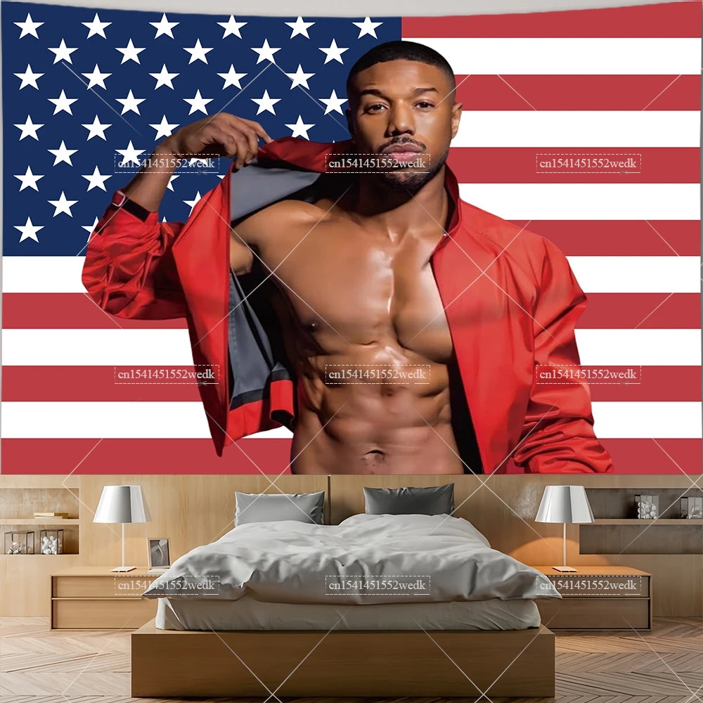 Jensen Ackles Tapestry American Flag Home Decor Wall Hanging Covering Bedroom Backdrops Outdoor Banners Decoration Gift for Fans