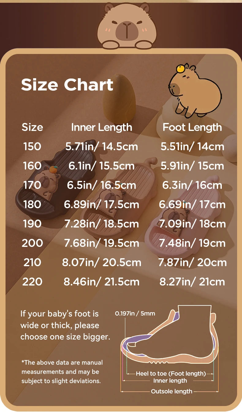 Capybara Children's Toddler Slides Light Weight And Wear Resistance House Slippers For Boys Girls Outdoor Casual Footwear Summer