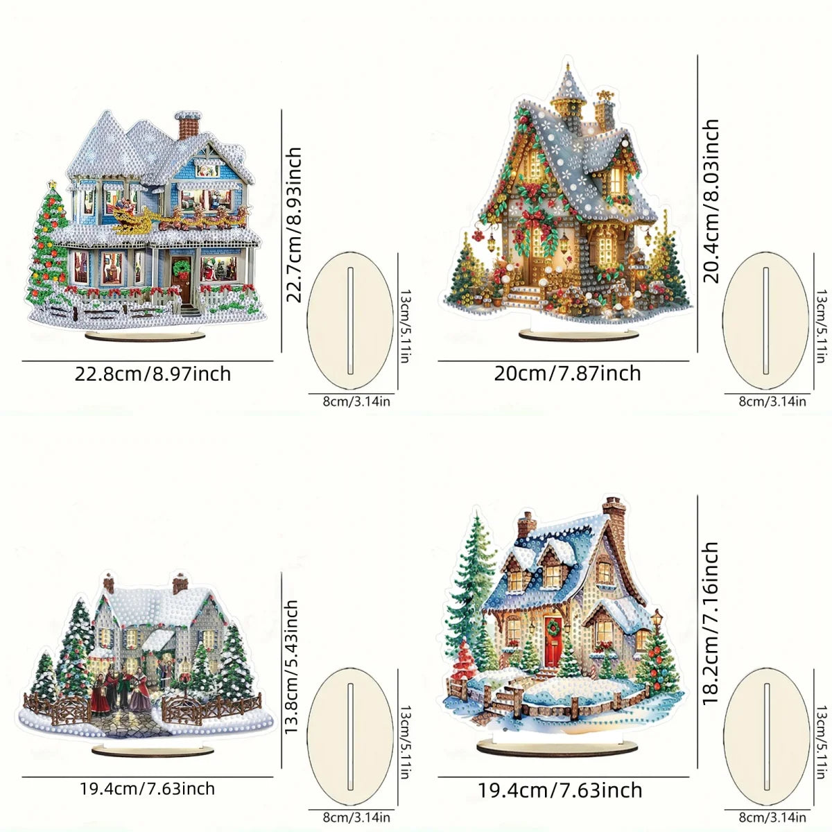 A DIY house scene diamond painting art piece is a decorative item used to decorate a single-sided crystal desktop for adults