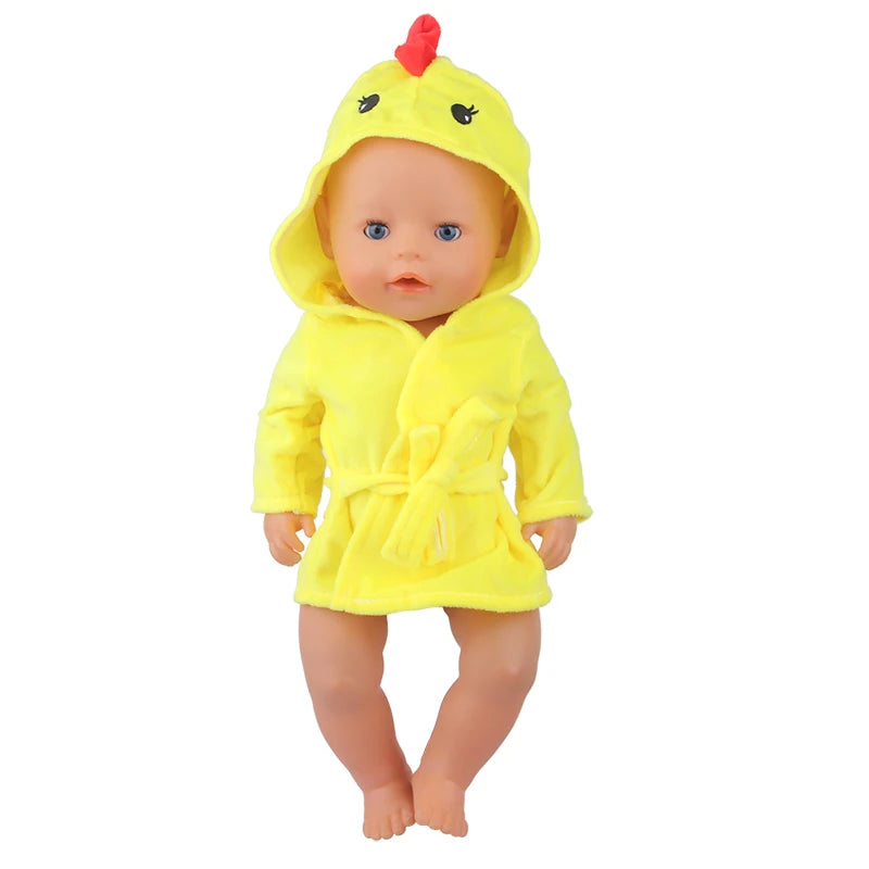 Doll Clothes Night-robe For 18 Inch American Doll Cartoon Animal Pajamas For 43cm Baby Girl Doll,OG,Russia,DIY Doll Girl's Gift