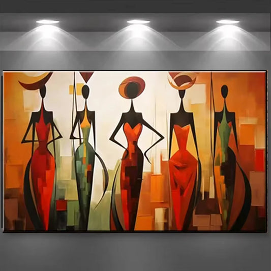DIY 5D Diamond Painting Kit Abstract Aesthetics Art Black African Women Full Square Round Diamond Rhinestone Art Home Decoration