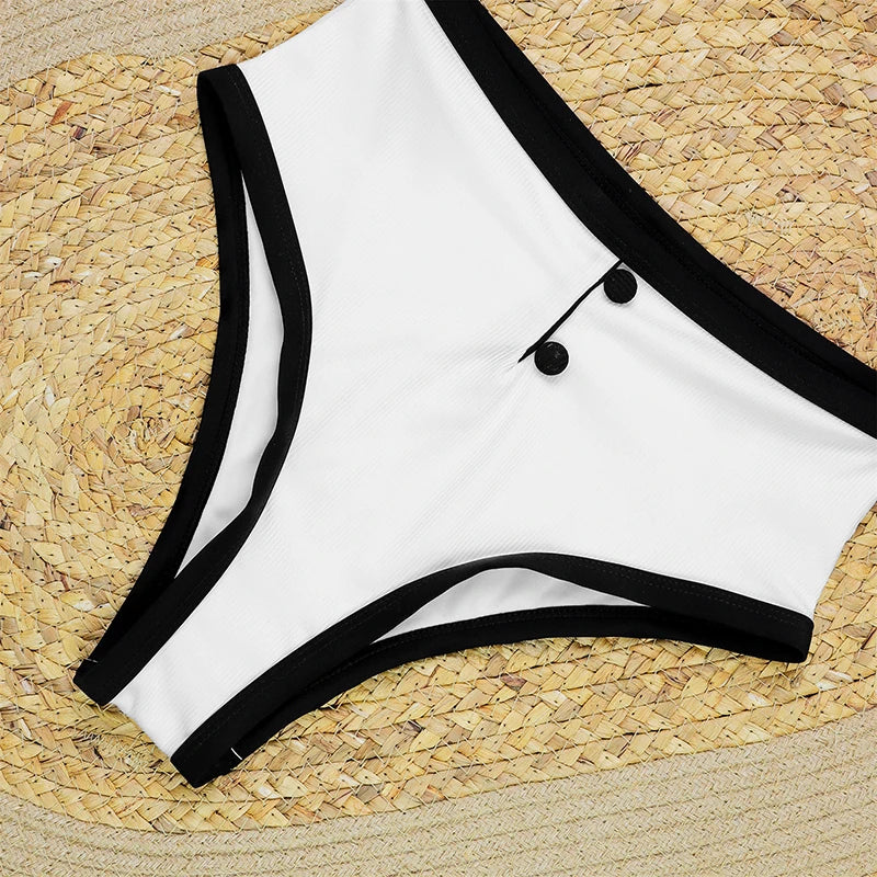 Woman Swimwear 2024 High Waist Bikinis Shorts Women's Swimsuit Luxury Ribbed Two-piece Bathing Suits Summer Bikini Set Swim Suit