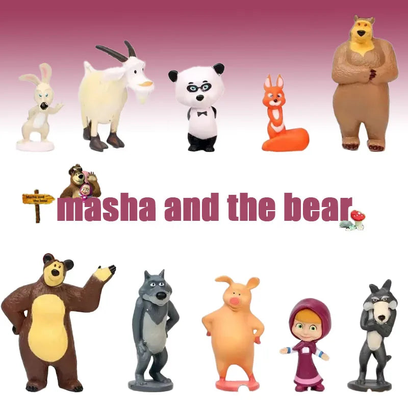 Martha and Bear 10 Ornaments Anime Models Cartoon Toys Gifts for Friends Furniture Display Birthday Gifts