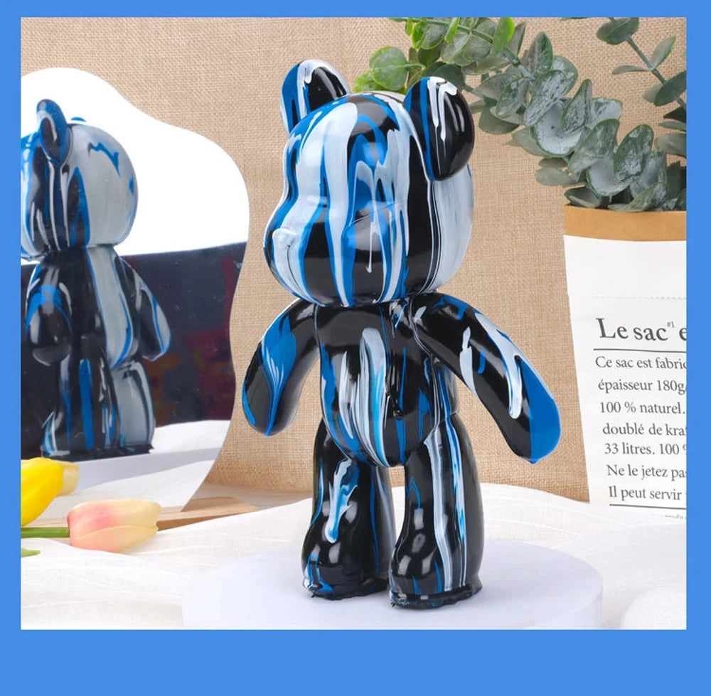 DIY Fluid Bear Sculpture Handmade Bearbrick Doll Ornaments Violent Bear Graffiti Painting Parent child Toy Gift Home Decoration