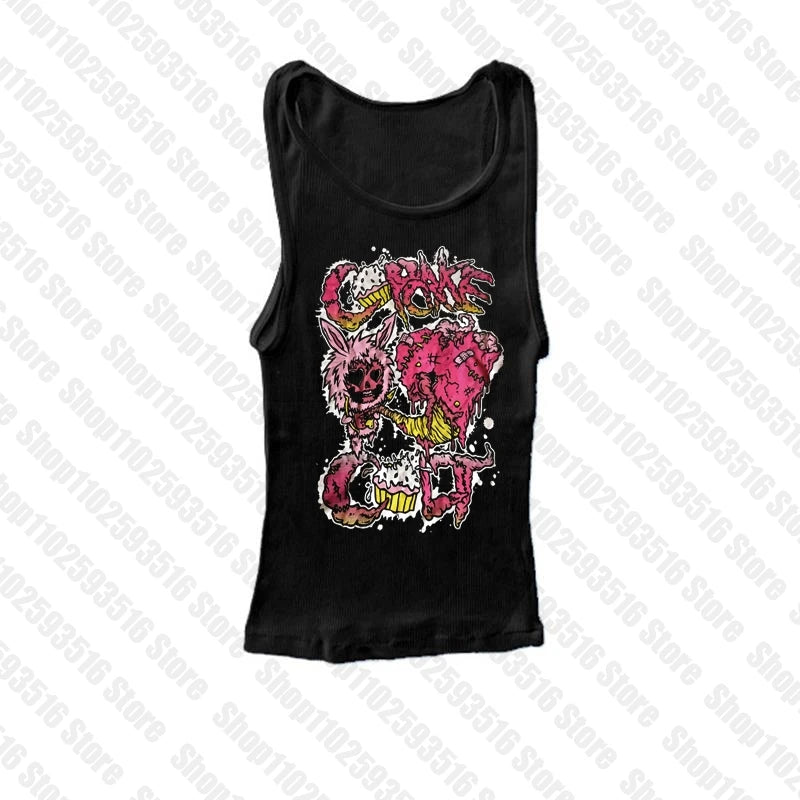 Goth Female Clothing Woman T-shirts Women Clothes Grunge Clothes Y2k Tops Graphic Tees Y2k Top Kpop T-shirt Kawaii Emo Gothic