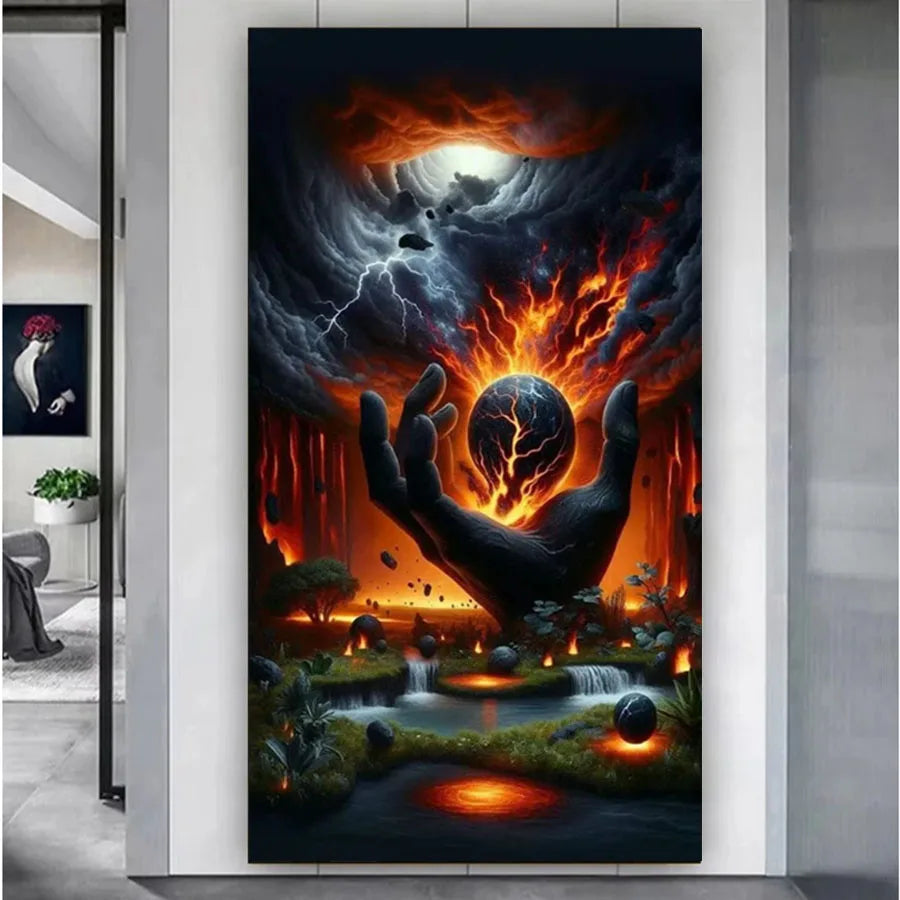 5D Diy Diamond Painting 2025 Fantasy Holding the Earth in Hand Picture Full Diamond Mosaic Embroidery Cross Stitch Home Decor