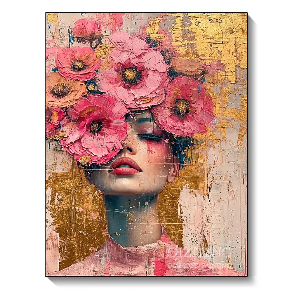 5D Diamond Painting Suitable for Adult Beginners Flowers Women Diamond Art Kit DIY Home Wall Decoration Crafts
