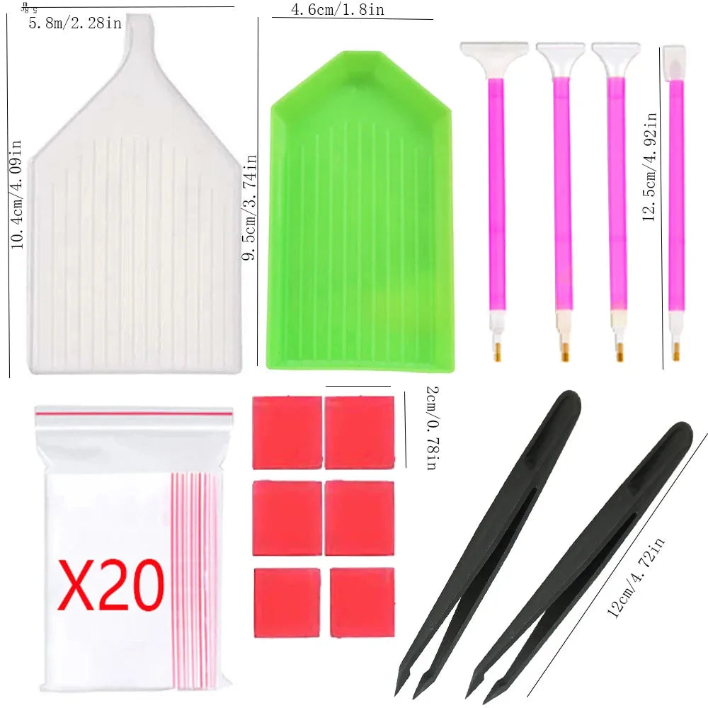 Complete 5D Diamond Painting Set Including Tools and Dot Drill Pen - DIY Craft Kit for Diamond Painting Creations