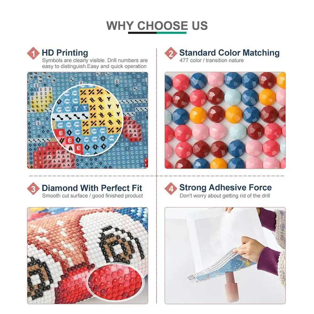 5D Diamond Art Painting Kits New 2024 Embroidery Jewelry Mosaic Cross Stitch Pikachu Bulbasaur Home Decor Children's Gift Crafts