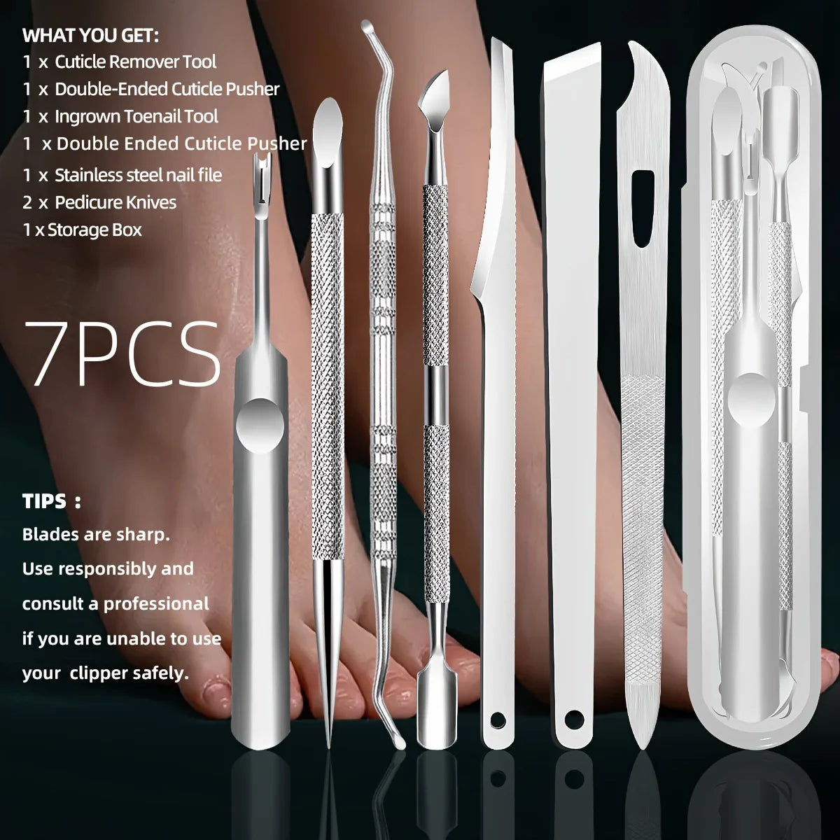 1/7pcs Stainless Steel Nail Care Kit: Precision Cuticle Remover Trimmer Set Includes Nail File Cleaner Perfect Gift for Women