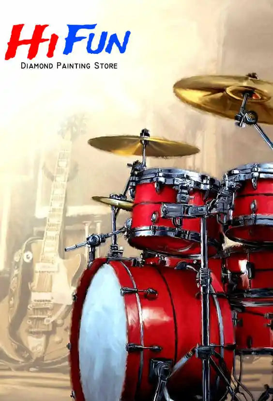 5D Diamond Painting Jazz Music Street Art with Drums Handmade Diamond Embroidery Cross Stitch Living Room Bedroom Decoration