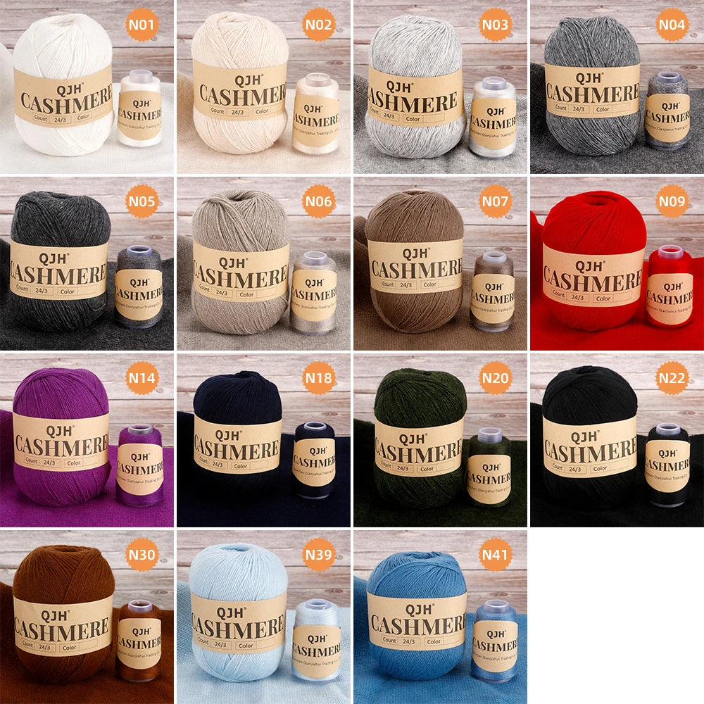 QJH 12 Set Luxurious Cashmere Yarn - Ultra-Soft & Premium Quality for Knitting Luxe Sweaters & Scarves, Hats - Yarn Enthusiasts