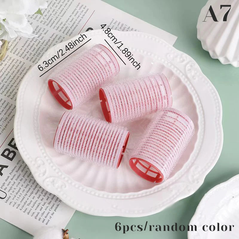Hair Roller Set 6Pcs Self Grip Heatless Hair Curler Different Size No Heat Self-adhesive Curling Hairdressing Styling Tool