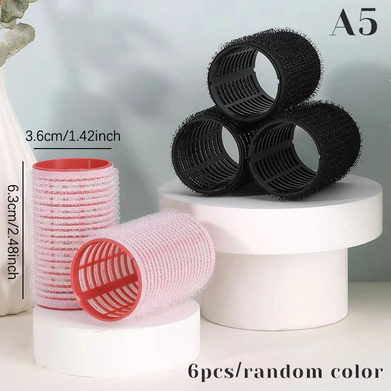 Hair Roller Set 6Pcs Self Grip Heatless Hair Curler Different Size No Heat Self-adhesive Curling Hairdressing Styling Tool