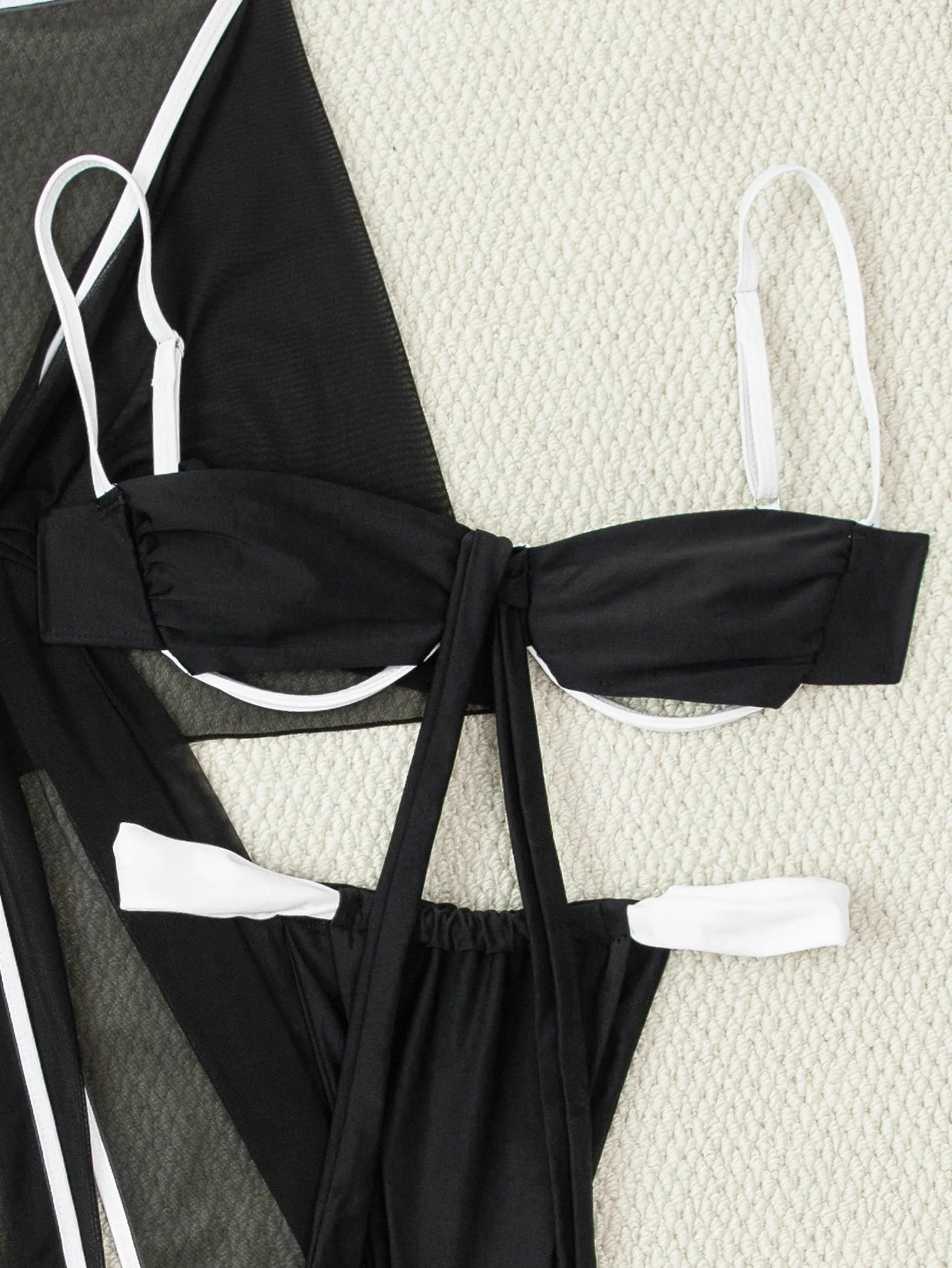 Women Three Piece Swimsuit Sexy Bikini Black Swimwear Feminine Beachwear Female Trikini Bathing Suit Dropshipping