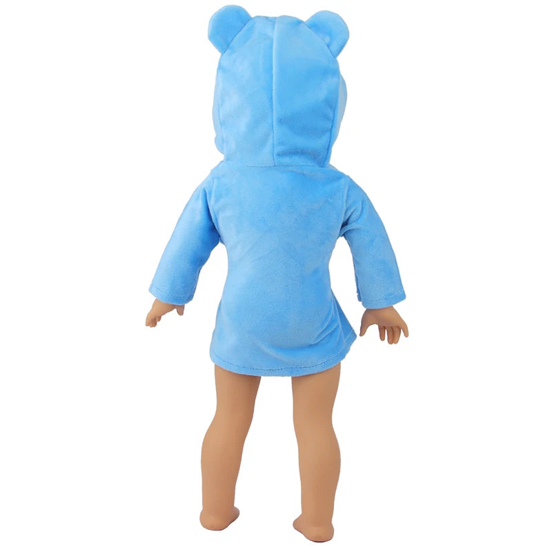 Doll Clothes Night-robe For 18 Inch American Doll Cartoon Animal Pajamas For 43cm Baby Girl Doll,OG,Russia,DIY Doll Girl's Gift