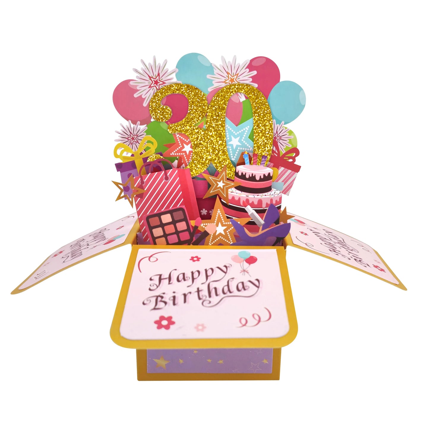 Black Golden Happy Birthday Pop Up Card 18th/30th/40th/50th/60th Birthday Card With Note Envelope Adult Birthday Gifts Greeting