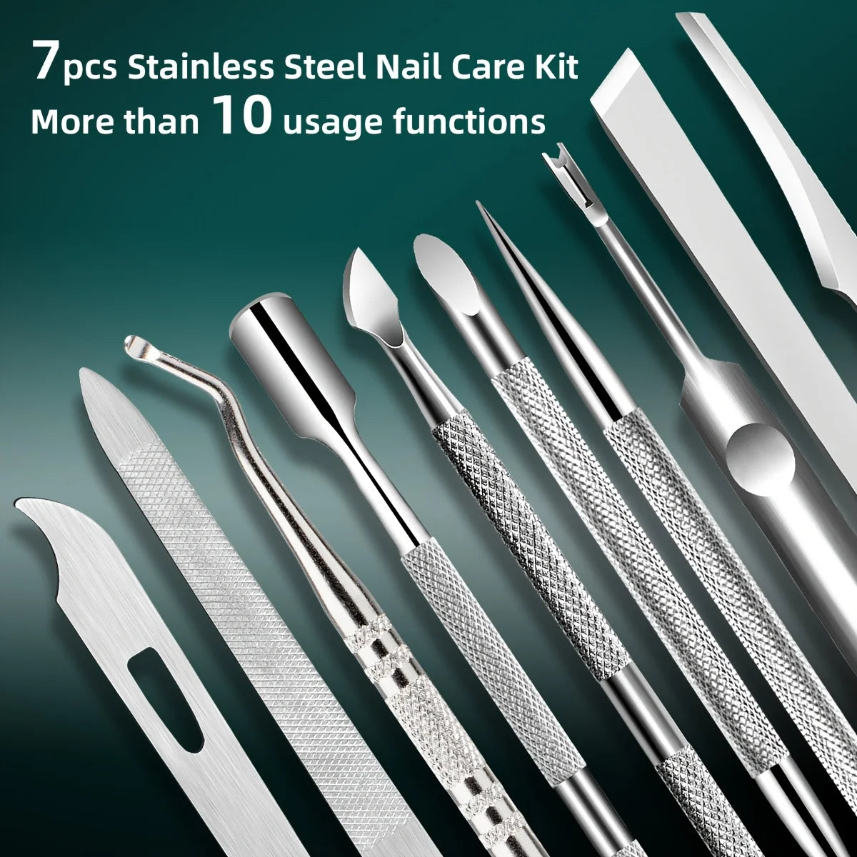 1/7pcs Stainless Steel Nail Care Kit: Precision Cuticle Remover Trimmer Set Includes Nail File Cleaner Perfect Gift for Women
