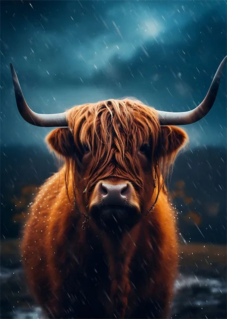 Cute Highland Cows Canvas Print Posters Nature Highland Cow Cattle Canvas Painting Wall Art Pictures for Living Room Home Decor