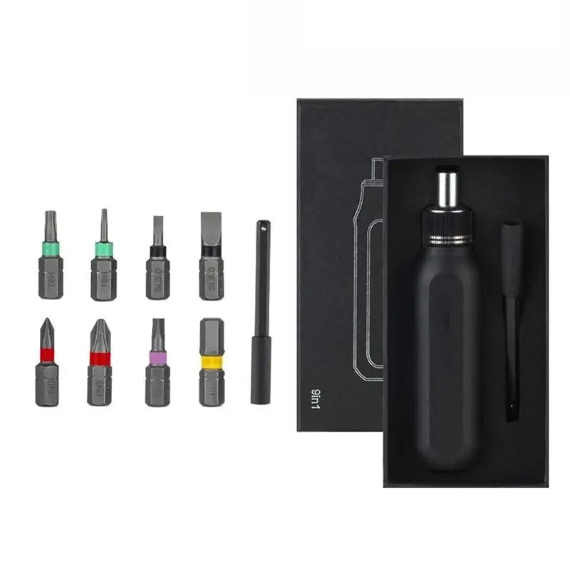 R9UF Screwdriver Ratchet Screw Driver Set Upgraded Capacity 9 in 1 / 37 in 1 Bits Press Type Magazine Design