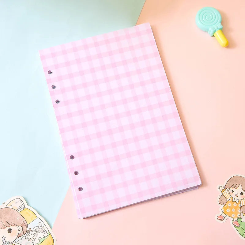 Cute Colour Grid A5/A6 Loose Leaf Notebook Refill Spiral Binder