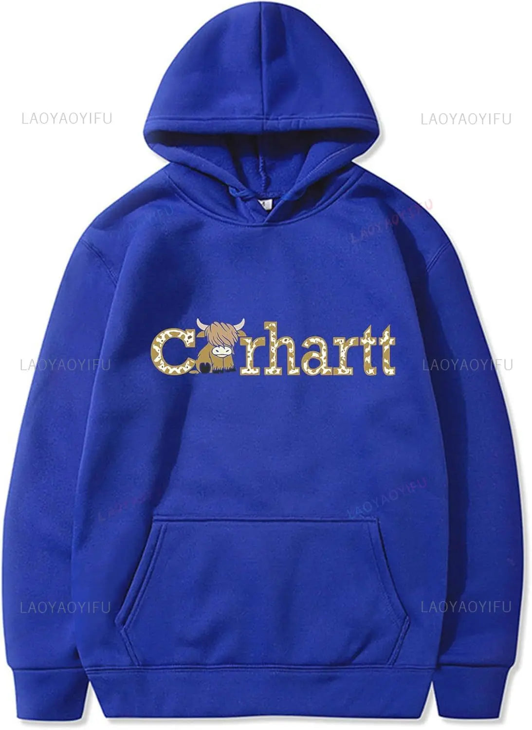 Cozy Women's Cow Print Hoodie - Western Highland Cattle Long Sleeve Pullover Top  Hoodie Essentials Hoodie
