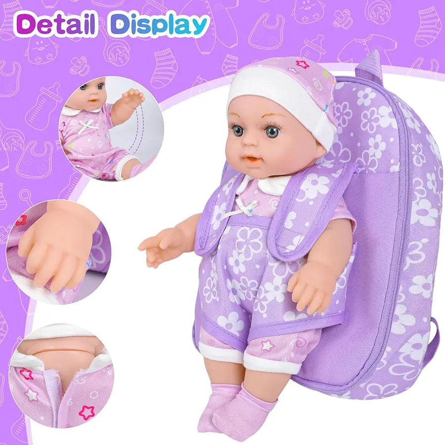 Fashion Newborn Backpack Doll Cute Flower Handbag for Girls Dolls Out Going Carry Bag Christmas Birthday Gift