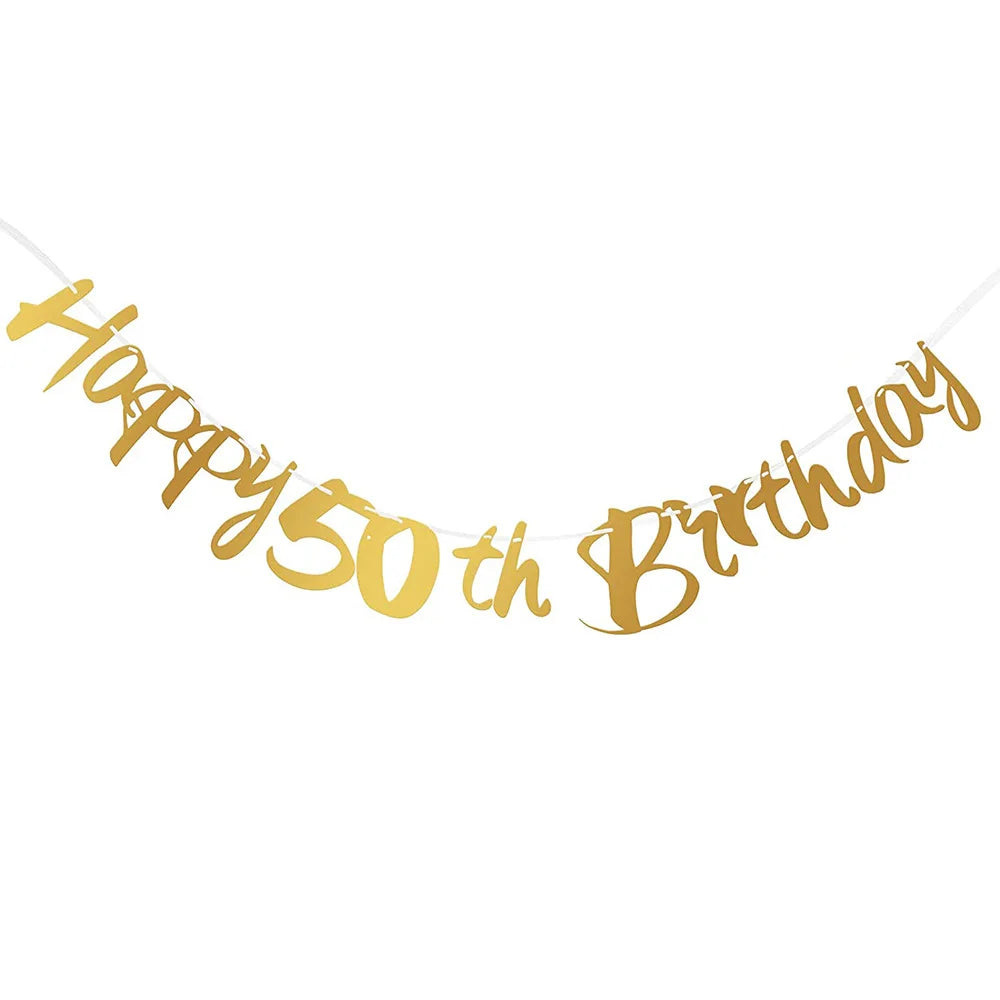 18 21 40 50 60th Happy Birthday Black Gold Banner Decoration 18-60Year Adult Birthday Party Backdrops Decoration Supplies