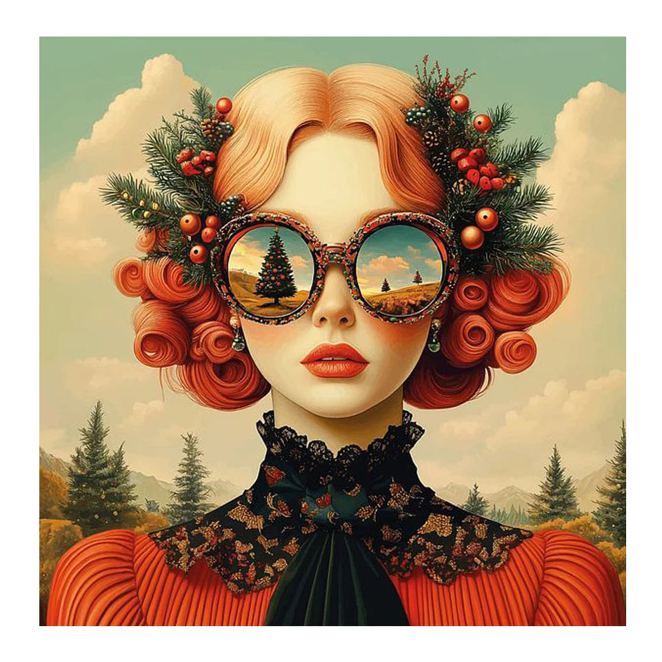 5D DIY Diamond Painting Art Surrealism Flowers Sunglasses Girl Bird Mosaic Embroidery Kit  Rhinestone Cross Stitch Home Decor