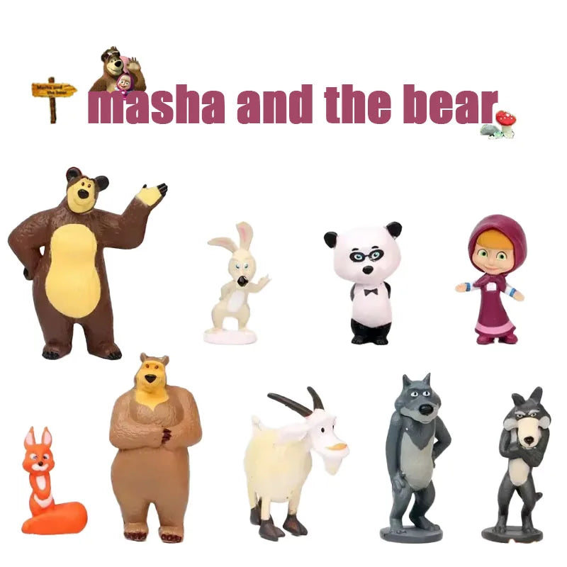 Martha and Bear 10 Ornaments Anime Models Cartoon Toys Gifts for Friends Furniture Display Birthday Gifts