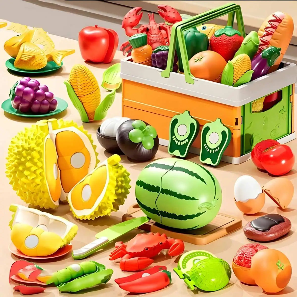 Children's Kitchen Toy Set Simulated Kitchen Cutting Cookware Simulated Fruits Cutting Toys Cooking Accessories for Kids Gift