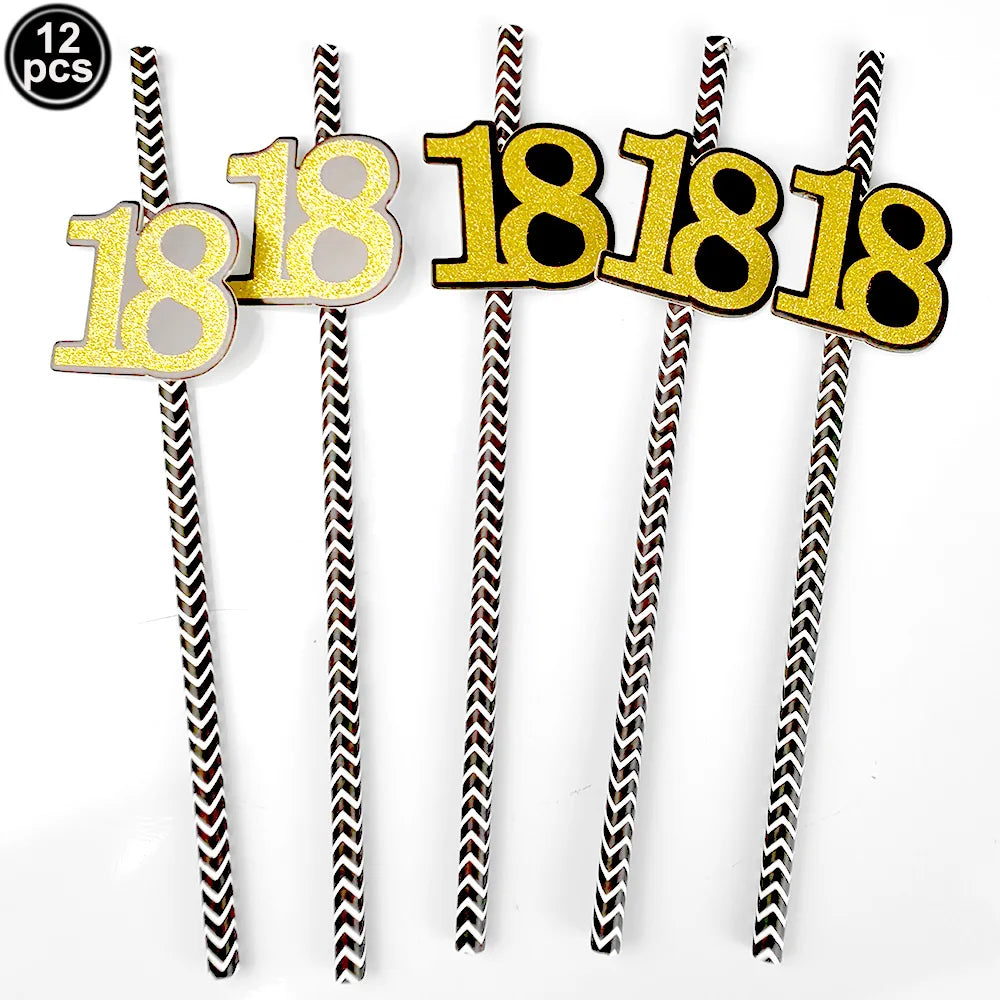 18th Birthday Party Supplies Black Gold 18th Birthday Plates Napkins Dinnerware for Boys Girls 18 Years Old Birthday Party Decor