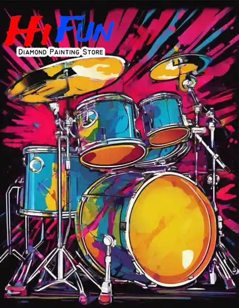 5D Diamond Painting Jazz Music Street Art with Drums Handmade Diamond Embroidery Cross Stitch Living Room Bedroom Decoration