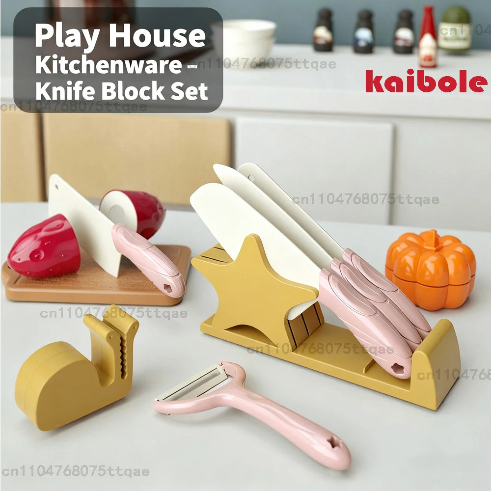 Kids Cooking Set 7Pieces Montessori Kitchen Tools Toddler Pretend Play Safe with Knife Board Can Cutting Fruits Vegetable Food