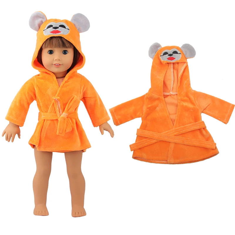 Doll Clothes Night-robe For 18 Inch American Doll Cartoon Animal Pajamas For 43cm Baby Girl Doll,OG,Russia,DIY Doll Girl's Gift