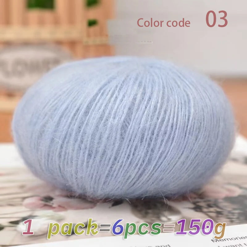 Luxury mohair blend yarn, soft merino wool blend, DIY knitting and crochet projects, containing 45% mohair, 40% merino wool, 15%