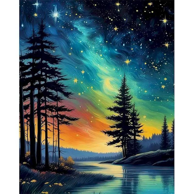 5d Diamond Art Painting Aurora Landscape Mosaic Embroidery Cross Stitch Set Full Round Rhinestone Diy Home Decoration Gift