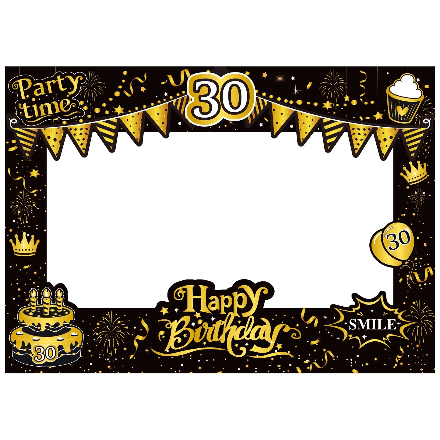 70*50cm Happy Birthday 18/21/30/40/50/60th Years Old black gold paper frame birthday party decoration for boy men decor