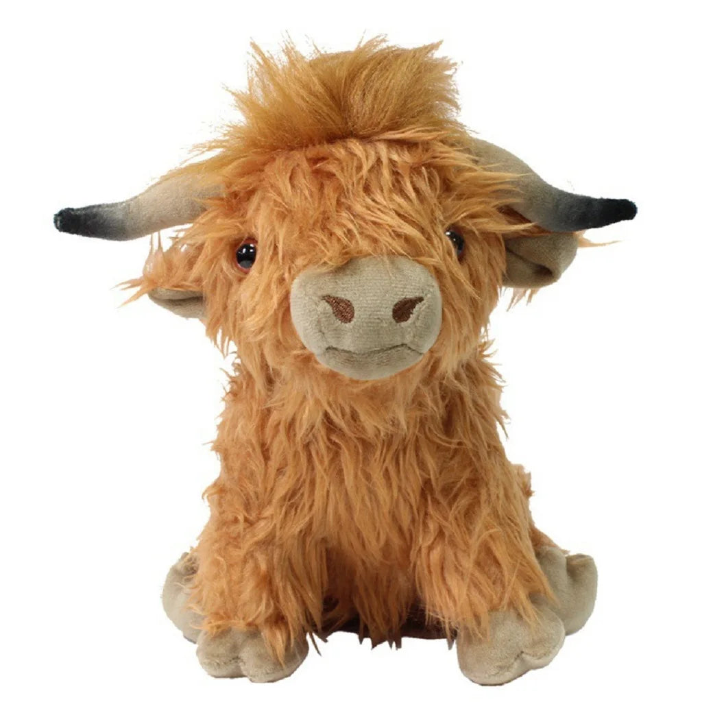 Cute Highland Cow Plush Toys Stuffed Animal Toy Dolls Simulation Long Hair Cow Plush for Kids Birthday Gift Home Decoration