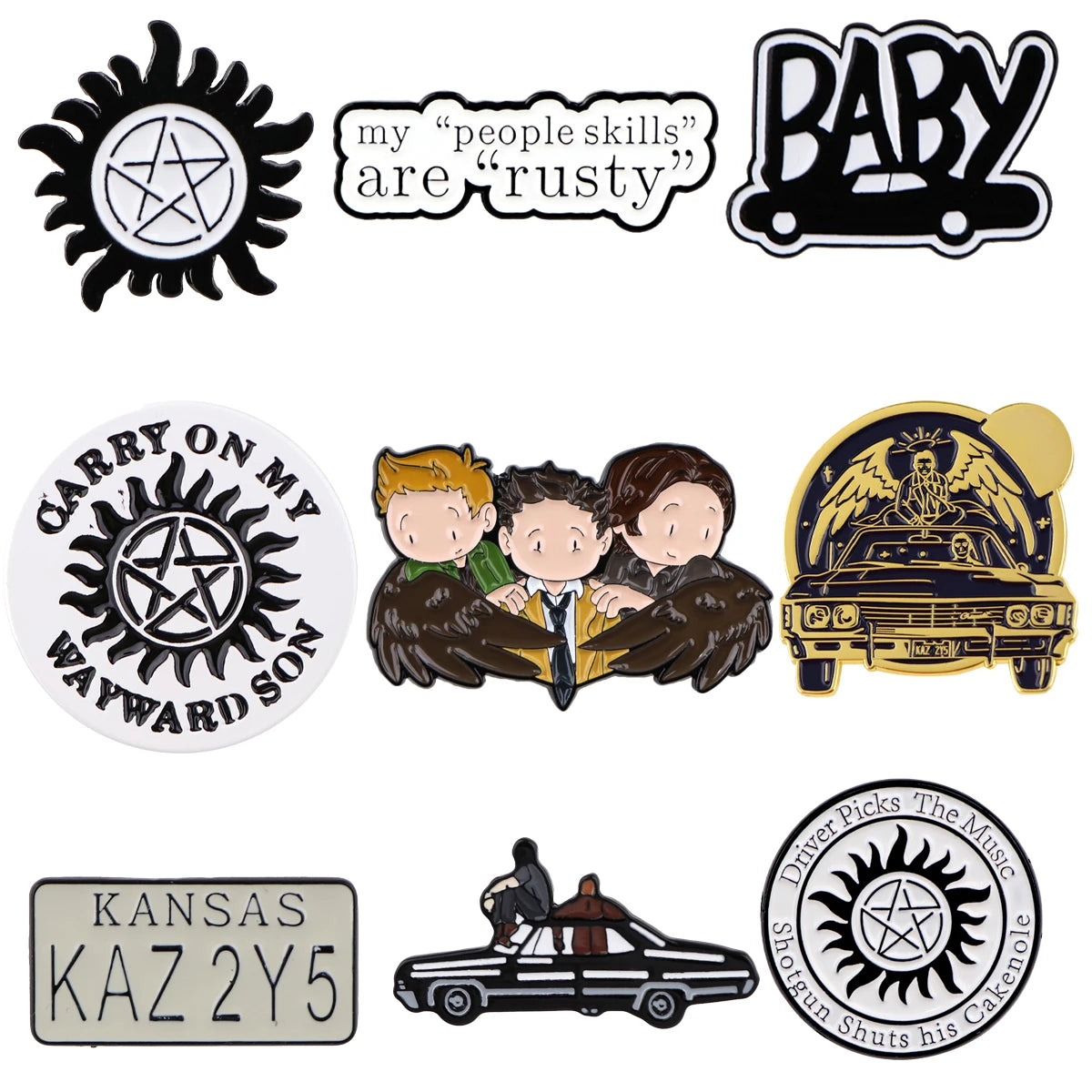 Classic TV Show Supernatural Brooches for Women Lapel Pins Badges on Backpack Clothing Accessories Creative Jewelry Fans Gift