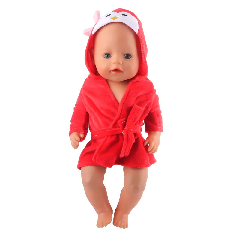 Doll Clothes Night-robe For 18 Inch American Doll Cartoon Animal Pajamas For 43cm Baby Girl Doll,OG,Russia,DIY Doll Girl's Gift
