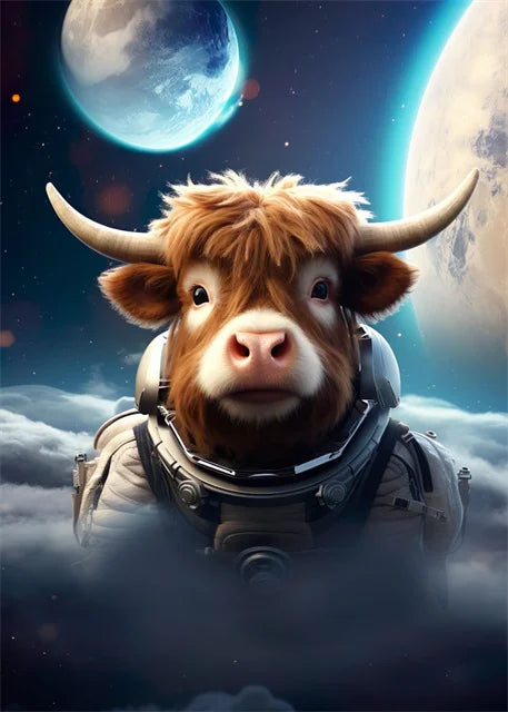 Cute Highland Cows Canvas Print Posters Nature Highland Cow Cattle Canvas Painting Wall Art Pictures for Living Room Home Decor