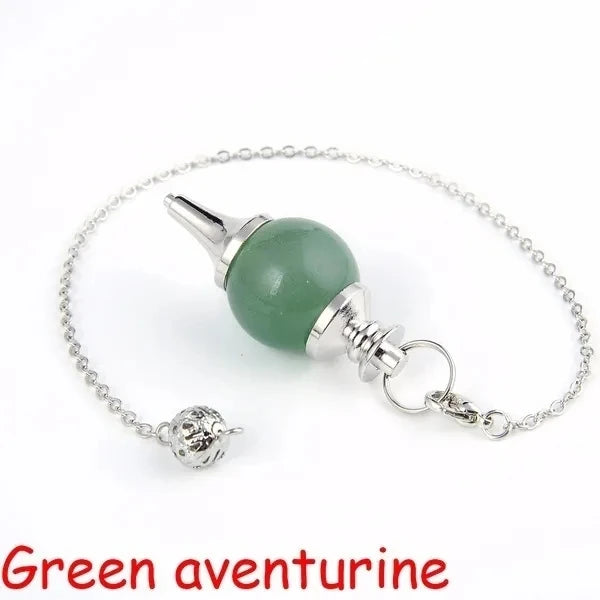 Reiki Healing Chakra Pendulum Pendants Lucky Crystal Quartz Stone Pendulum Pendant With Silvery Ball Chain Hypnosis For Necklace