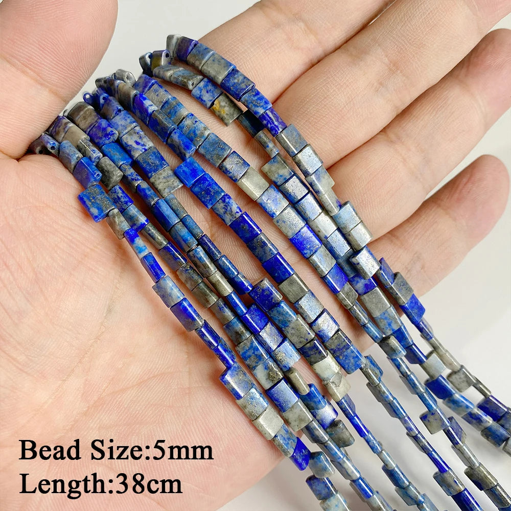 Natural Lapis Lazuli Healing Stone Bead Handmade Necklace Bracelet Bead Accessories For DIY Wisdom,Confidence,Prosperity Jewelry