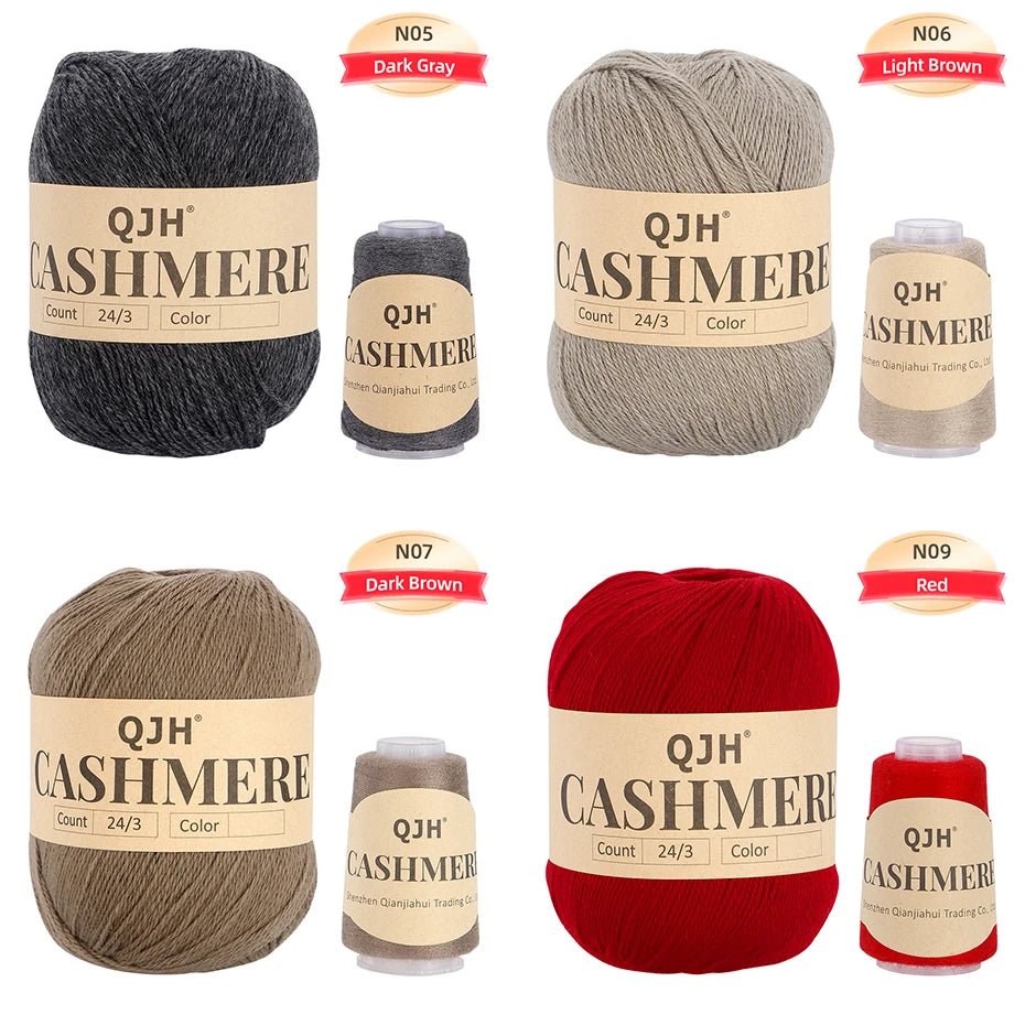 QJH 12 Set Luxurious Cashmere Yarn - Ultra-Soft & Premium Quality for Knitting Luxe Sweaters & Scarves, Hats - Yarn Enthusiasts