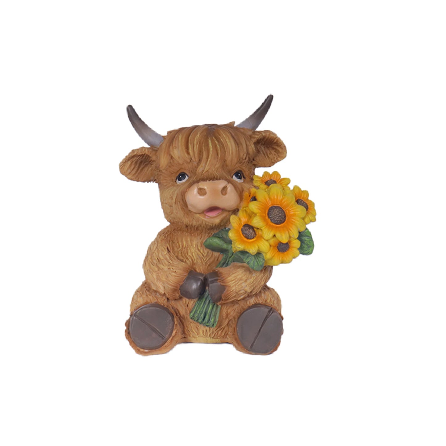 Resin Highland Cow Sculpture Outdoor Decorative Statue Garden Courtyard Terrace Crafts Decorative Ornament
