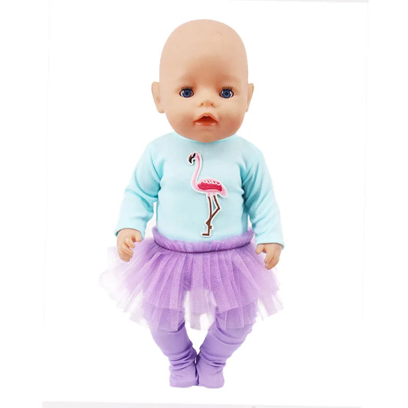 43cm Reborn New Born Baby Doll Clothes Unicorn Flamingo Fanny Cartoon Doll Accessories 18 inch Doll  Clothes American girl`s Toy