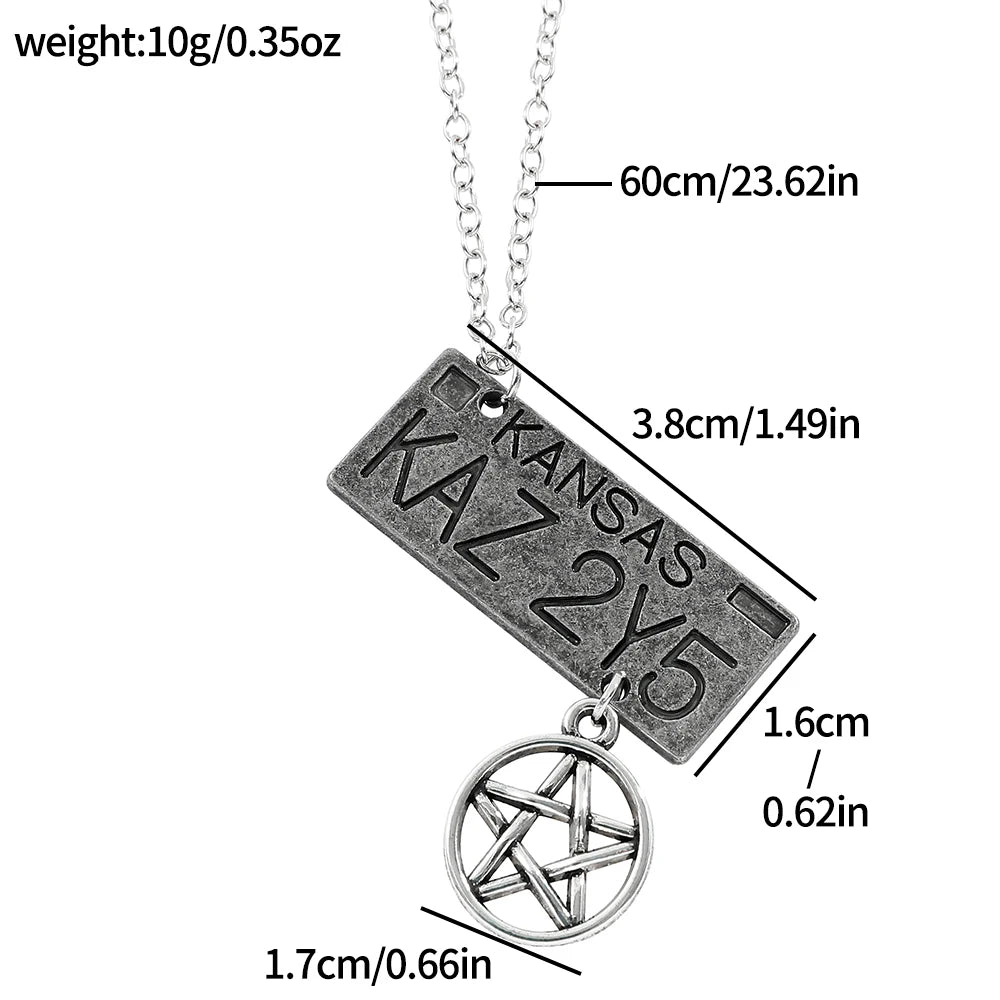 New Movie Jewelry Supernatural Dean License Plate Pendant Necklace New Fashion Vintage Necklace For fans Souvenir gift