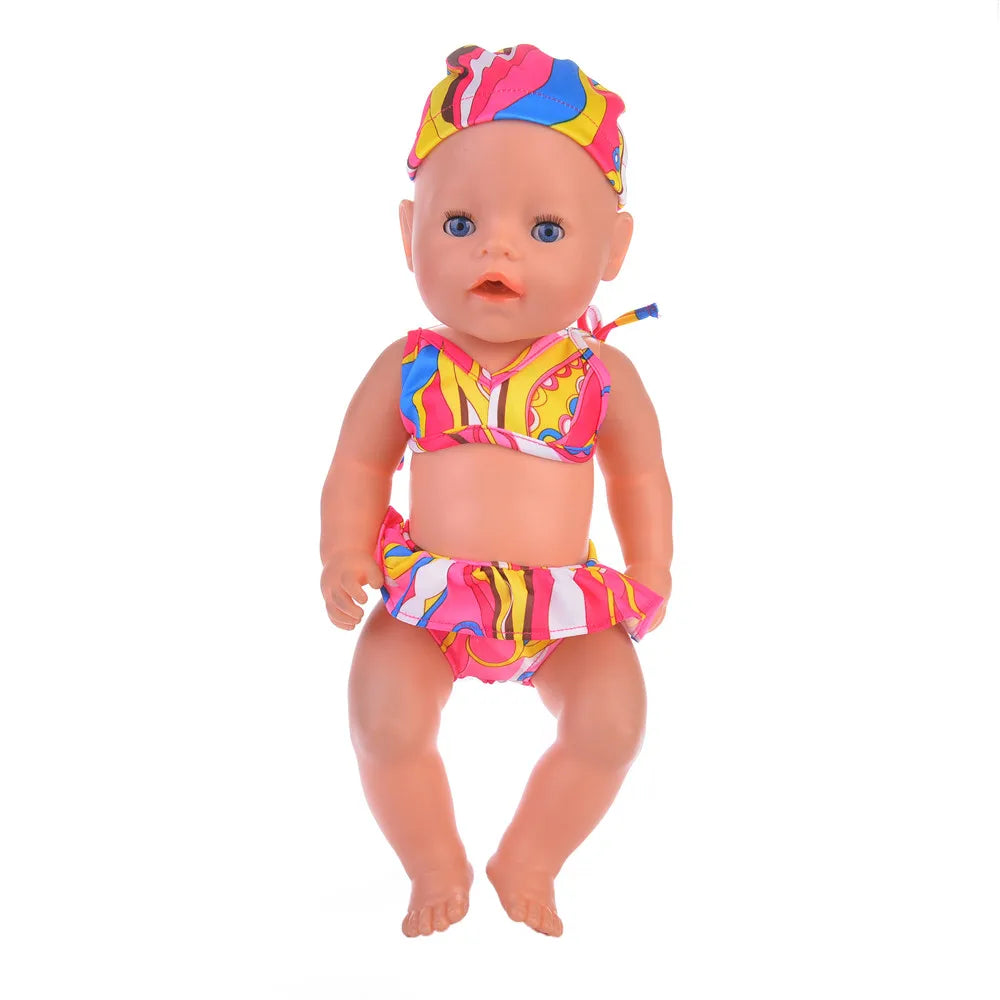 Multi-style Doll Swimsuit Cute Seaside Outfit For 43CM Baby Doll&18Inch American Doll Accessories,Our Generation Girl Gifts Toys